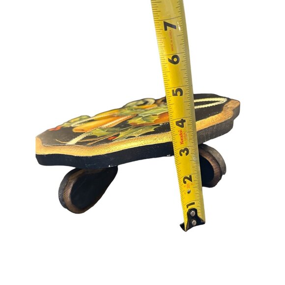 Vintage Wood Hand Painted Tole Plant Decor Display Stand 13" Pears Black Gold - Picture 7 of 8